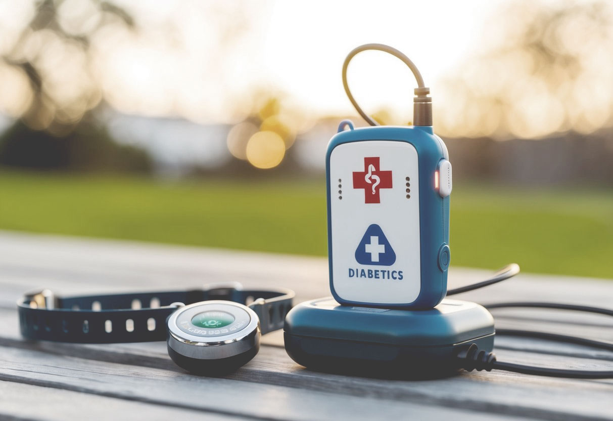 A medical alert system for diabetics is activated, alerting emergency response and support services