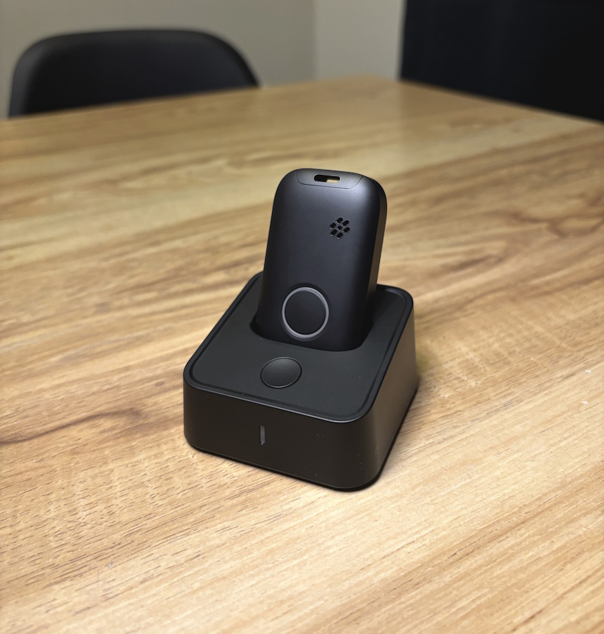Life Assure Premium Mobile Plus medical alert device in its charging cradle